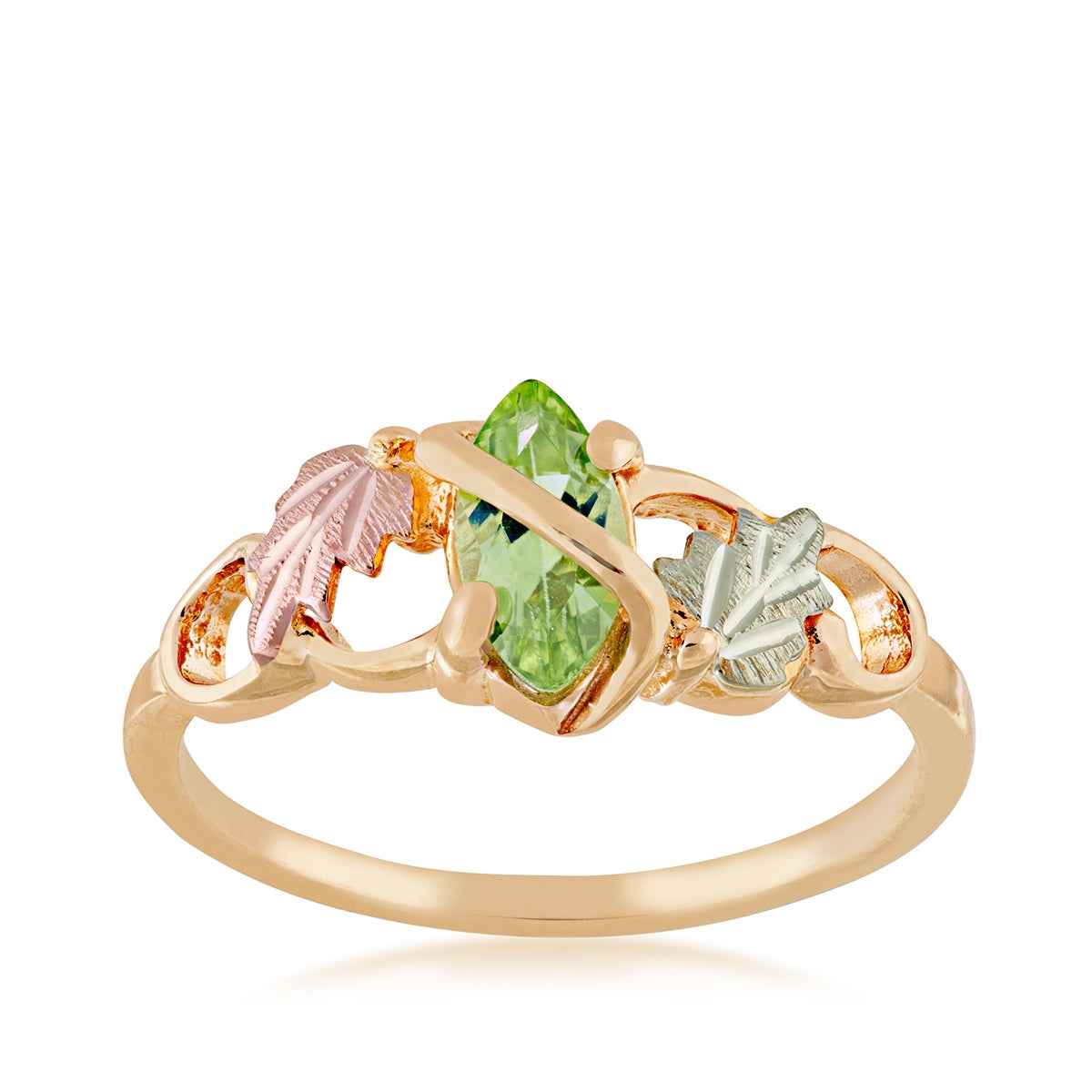 Black Hills Gold Marquise Peridot Grapevine Ring in 10K Yellow Gold