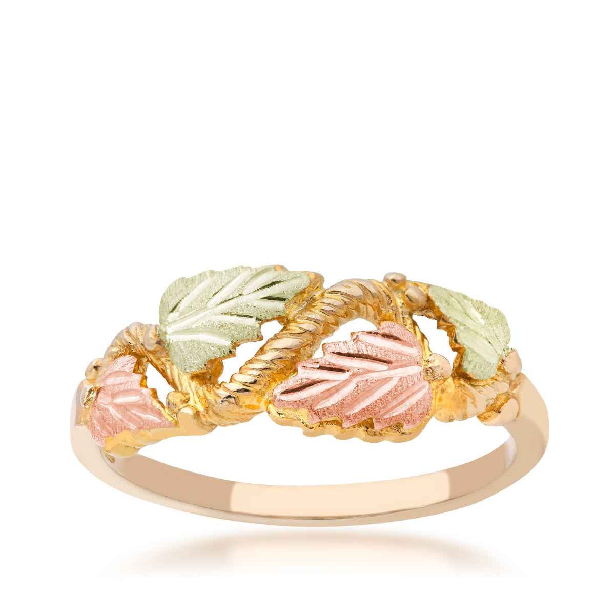 Black Hills Gold Twist Vine & Leaf Ring in 10K Yellow Gold