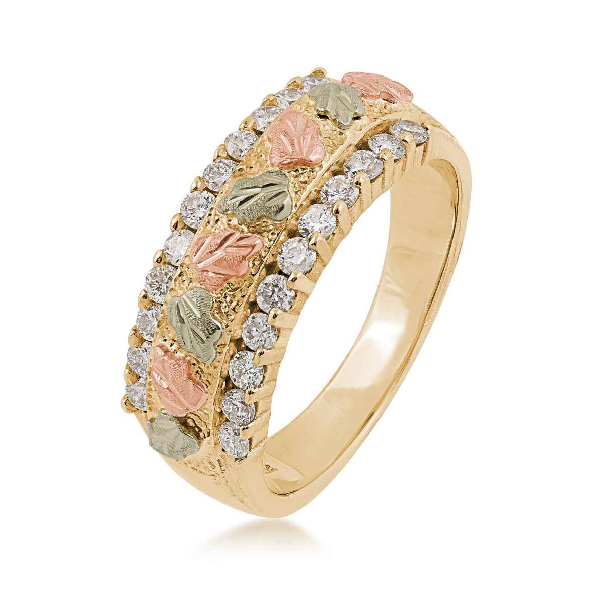 Black Hills Gold 1/2 ct. tw. Diamond Railroad Anniversary Ring in 10K Yellow Gold front view