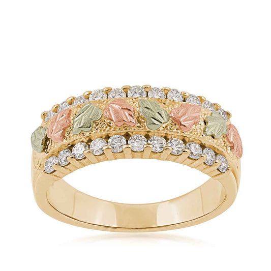 Black Hills Gold 1/2 ct. tw. Diamond Railroad Anniversary Ring in 10K Yellow Gold