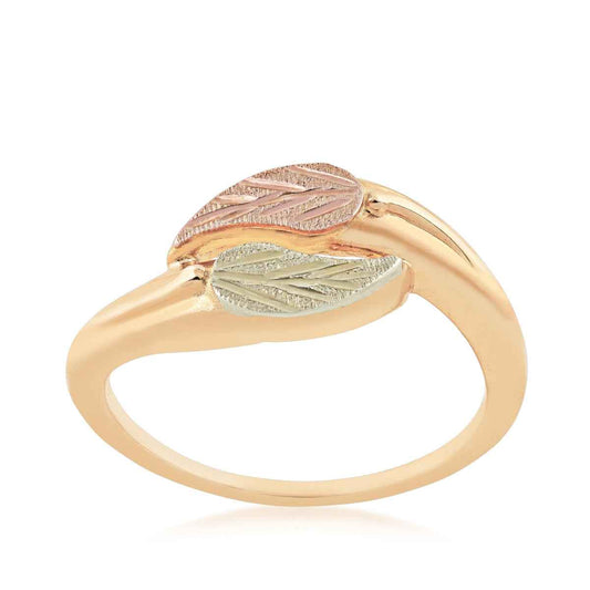 Black Hills Gold Double Leaf Bypass Ring in 10K Yellow Gold