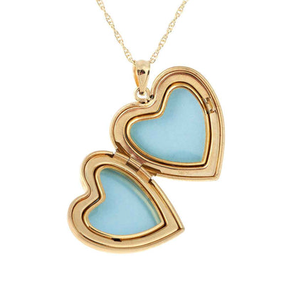 Black Hills Gold Flower Etched 10K Yellow Gold Filled Large Heart Locket front view