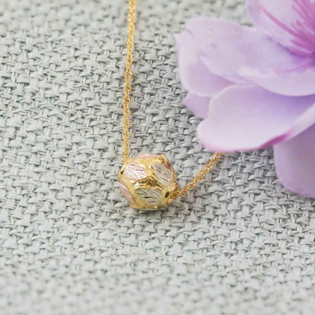Black Hills Gold Ball Pendant in 10K Yellow Gold front view