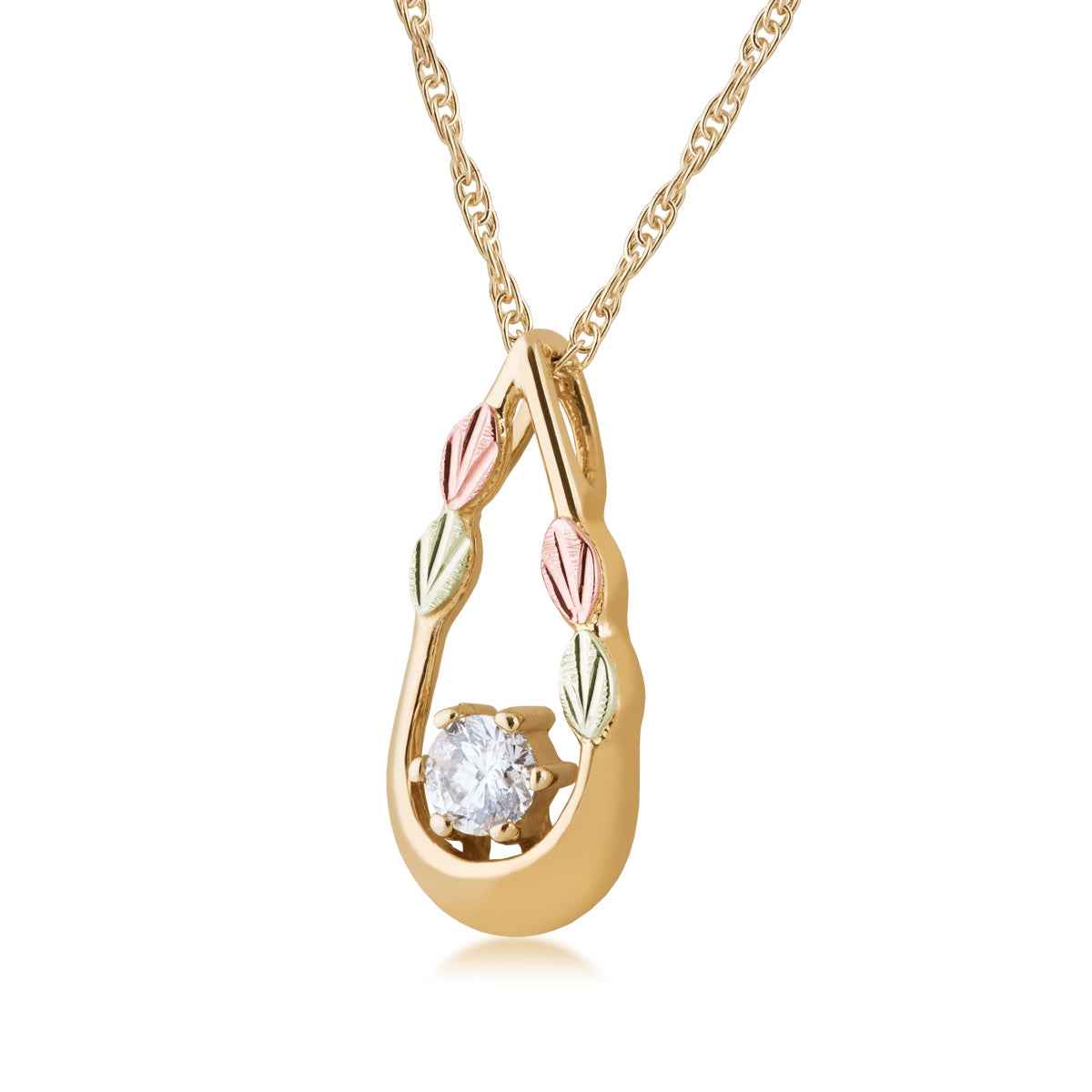 Noventa & Black Hills Gold 1/3 ct. tw. Round Diamond Teardrop Pendant in 10K Yellow Gold