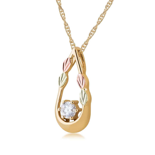Noventa & Black Hills Gold 1/3 ct. tw. Round Diamond Teardrop Pendant in 10K Yellow Gold