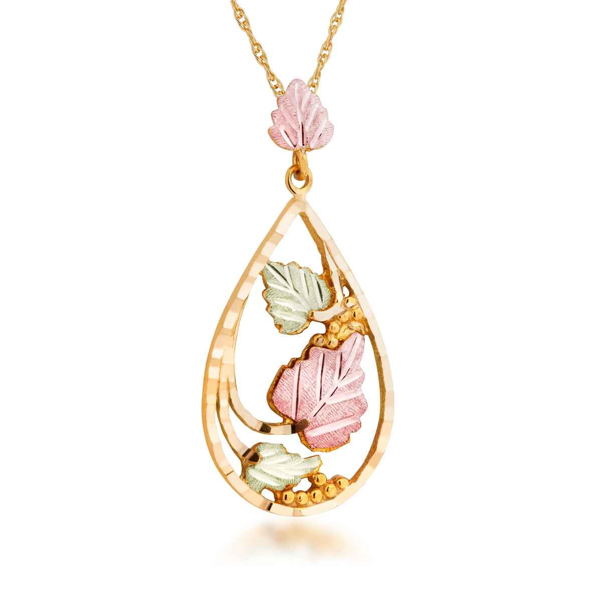 Black Hills Gold Dangle Teardrop Pendant in 10K Yellow Gold