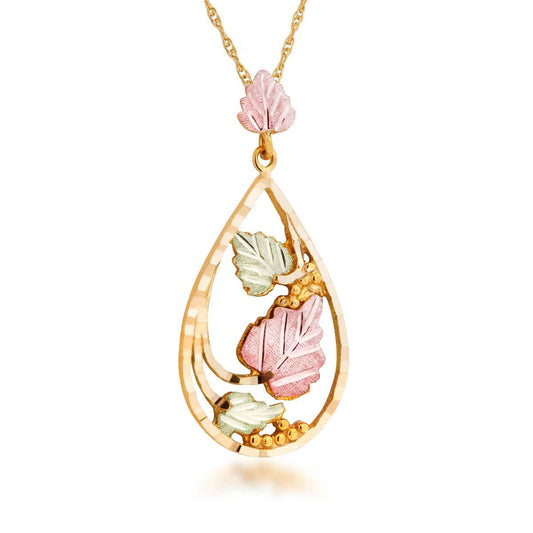 Black Hills Gold Dangle Teardrop Pendant in 10K Yellow Gold