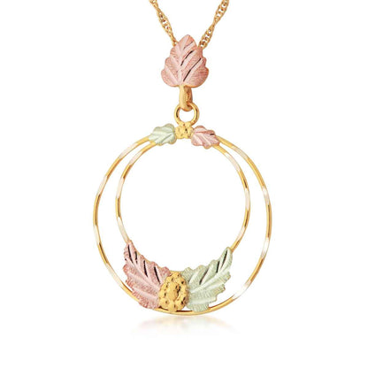 Black Hills Gold Large Dangle Double Circle Pendant in 10K Yellow Gold