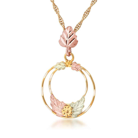Black Hills Gold Small Dangle Double Circle Pendant in 10K Yellow Gold