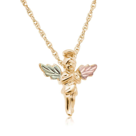Black Hills Gold Guardian Angel Pendant with Leaf Wings in 10K Yellow Gold