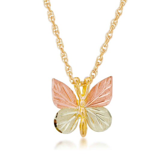 Black Hills Gold Butterfly Pendant with Leaf Wings in 10K Yellow Gold