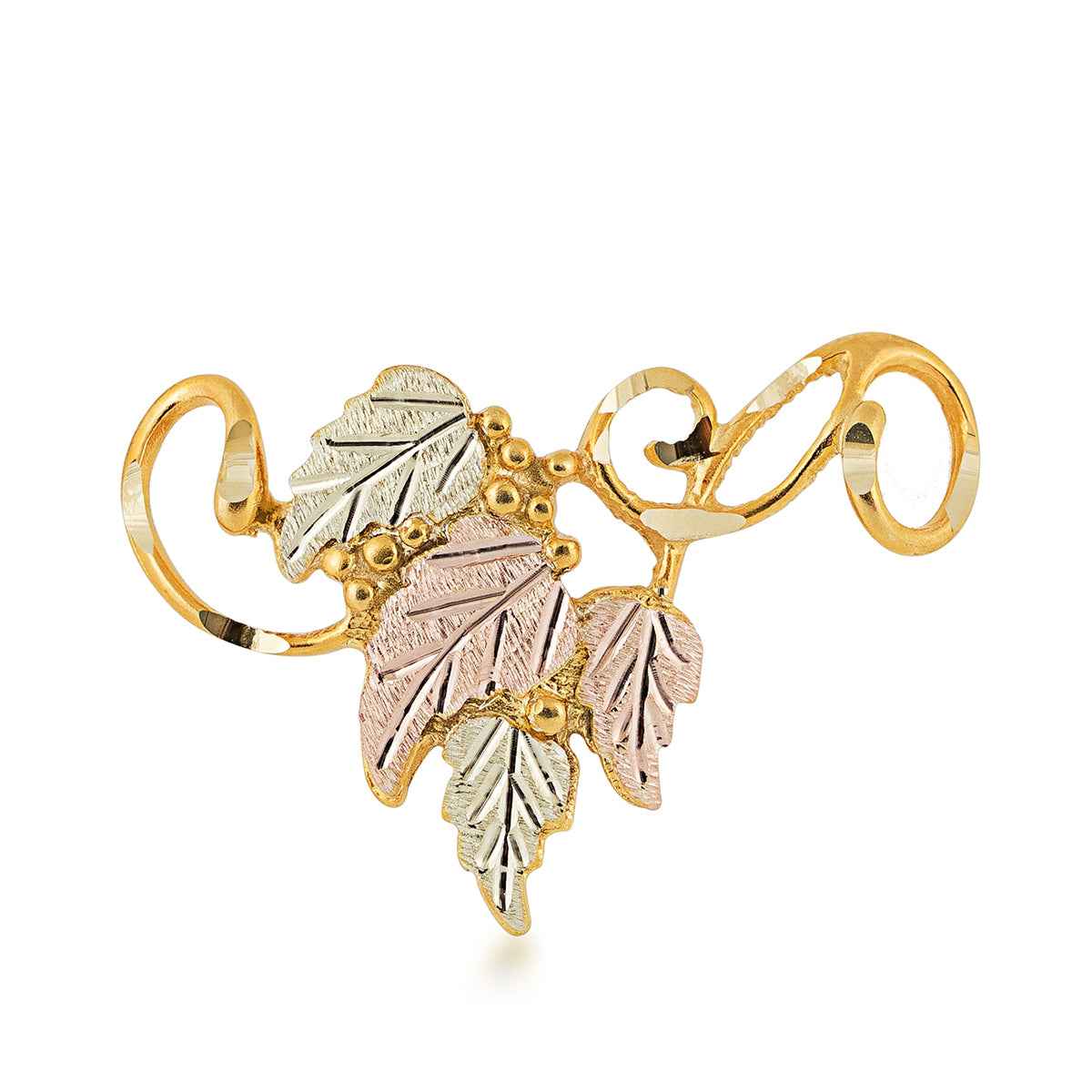 Black Hills Gold Grapevine & Leaf Cluster Slide Pendant in 10K Yellow Gold