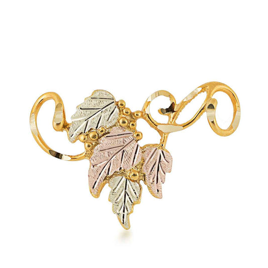 Black Hills Gold Grapevine & Leaf Cluster Slide Pendant in 10K Yellow Gold