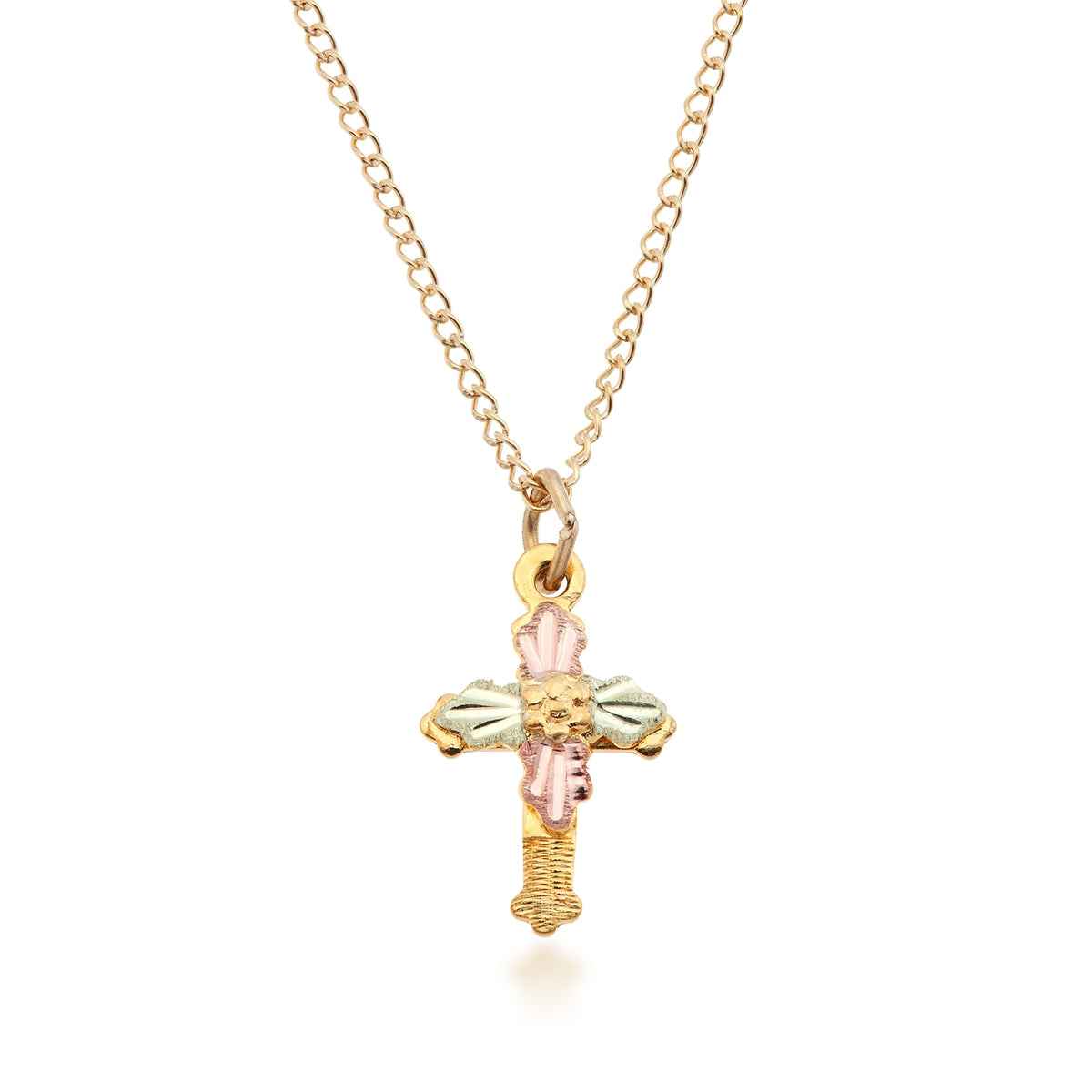 Black Hills Gold Small Budded Cross Pendant in 10K Yellow Gold