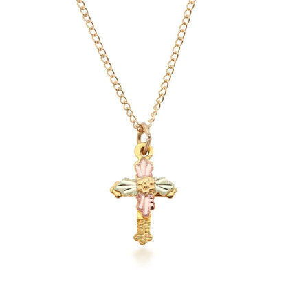 Black Hills Gold Small Budded Cross Pendant in 10K Yellow Gold