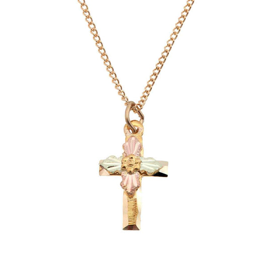 Black Hills Gold Children's Cross Pendant with Grape Cluster Center in 10K Yellow Gold