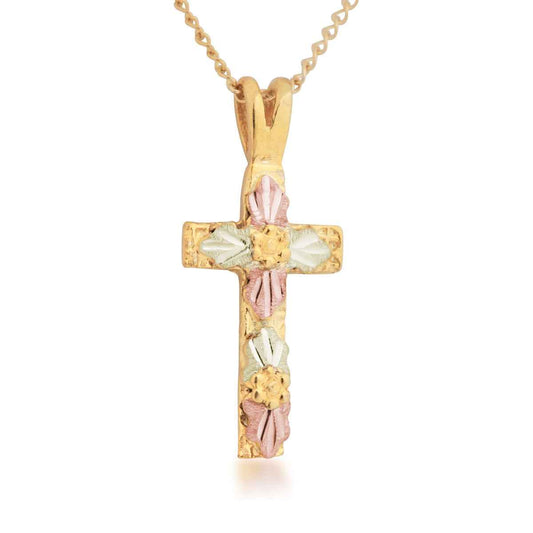 Black Hills Gold Grape Cluster & Leaf Cross Pendant in 10K Yellow Gold