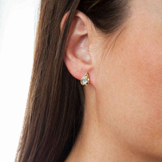 Black Hills Gold Onyx Diamond Cut Teardrop Earrings in 10K Yellow Gold front view