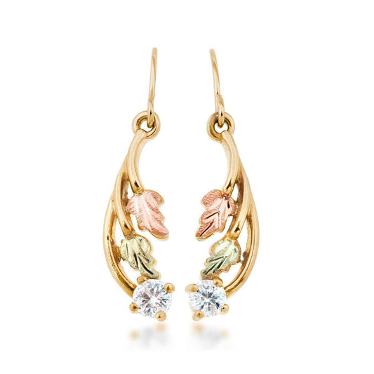Noventa & Black Hills Gold 1/5 ct. tw. Round Diamond Leaf Dangle Earrings in 10K Yellow Gold
