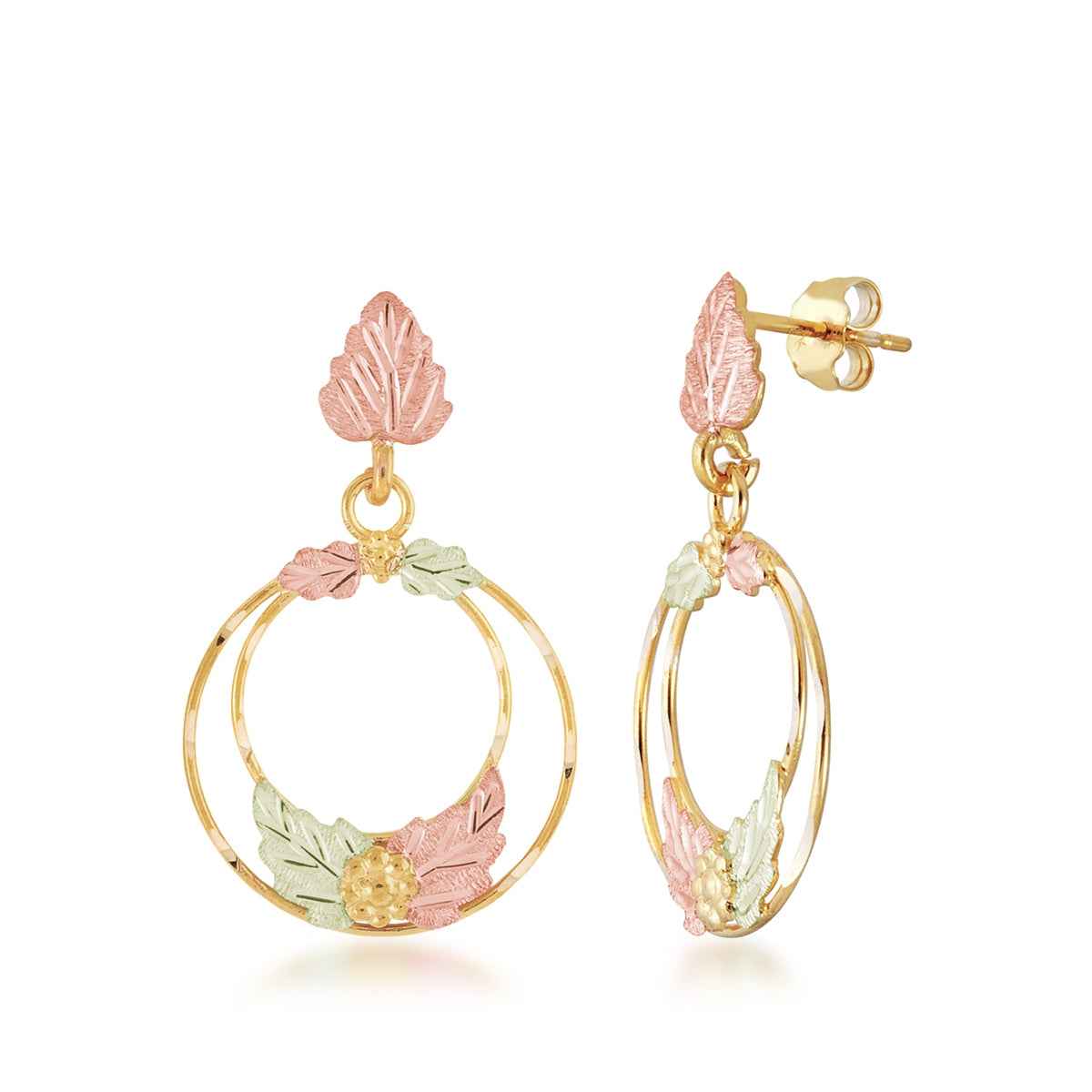 Black Hills Gold Small Dangle Double Circle Earrings in 10K Yellow Gold