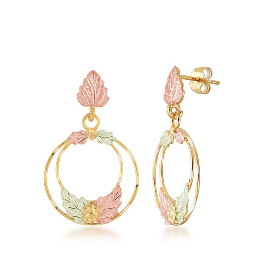 Black Hills Gold Small Dangle Double Circle Earrings in 10K Yellow Gold