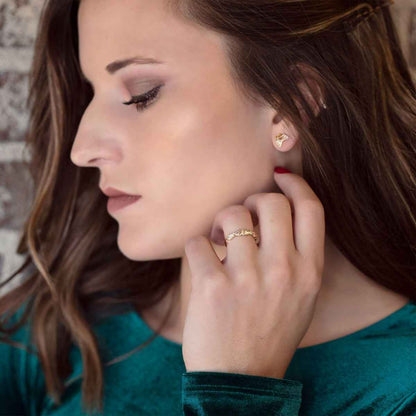 Black Hills Gold Double Leaf Vine Loop Earrings in 10K Yellow Gold front view