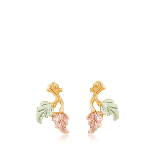 Black Hills Gold Double Hanging Leaf Earrings in 10K Yellow Gold