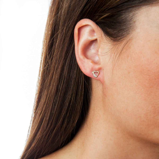 Black Hills Gold Double Leaf Heart Earrings in 10K Yellow Gold front view