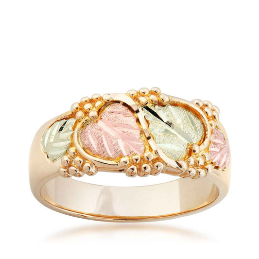 Black Hills Gold Men's Leaf & Grape Cluster Wedding Ring in 10K Yellow Gold
