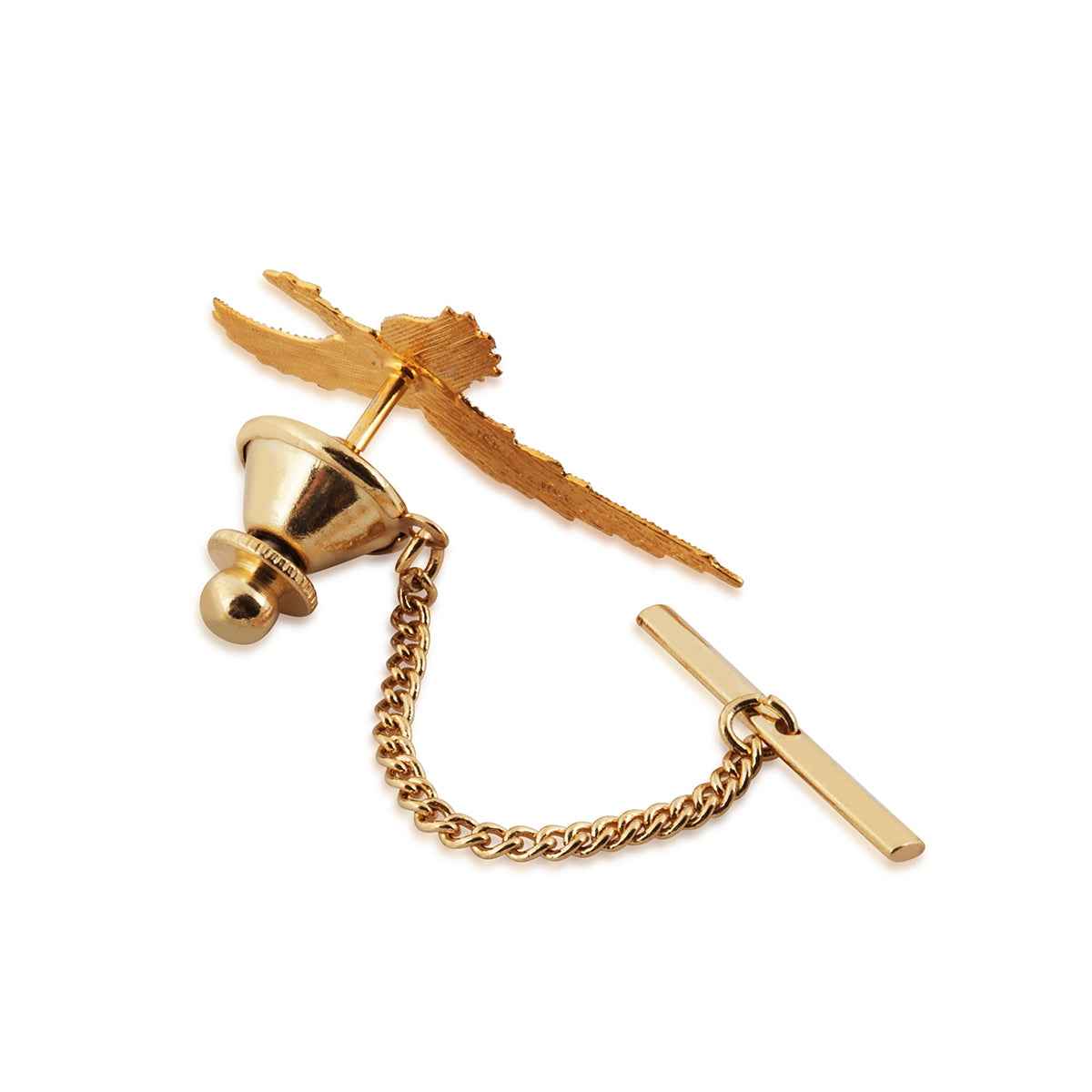 Black Hills Gold Men's Pheasant Tie Tack in 12K Green & Pink Gold front view
