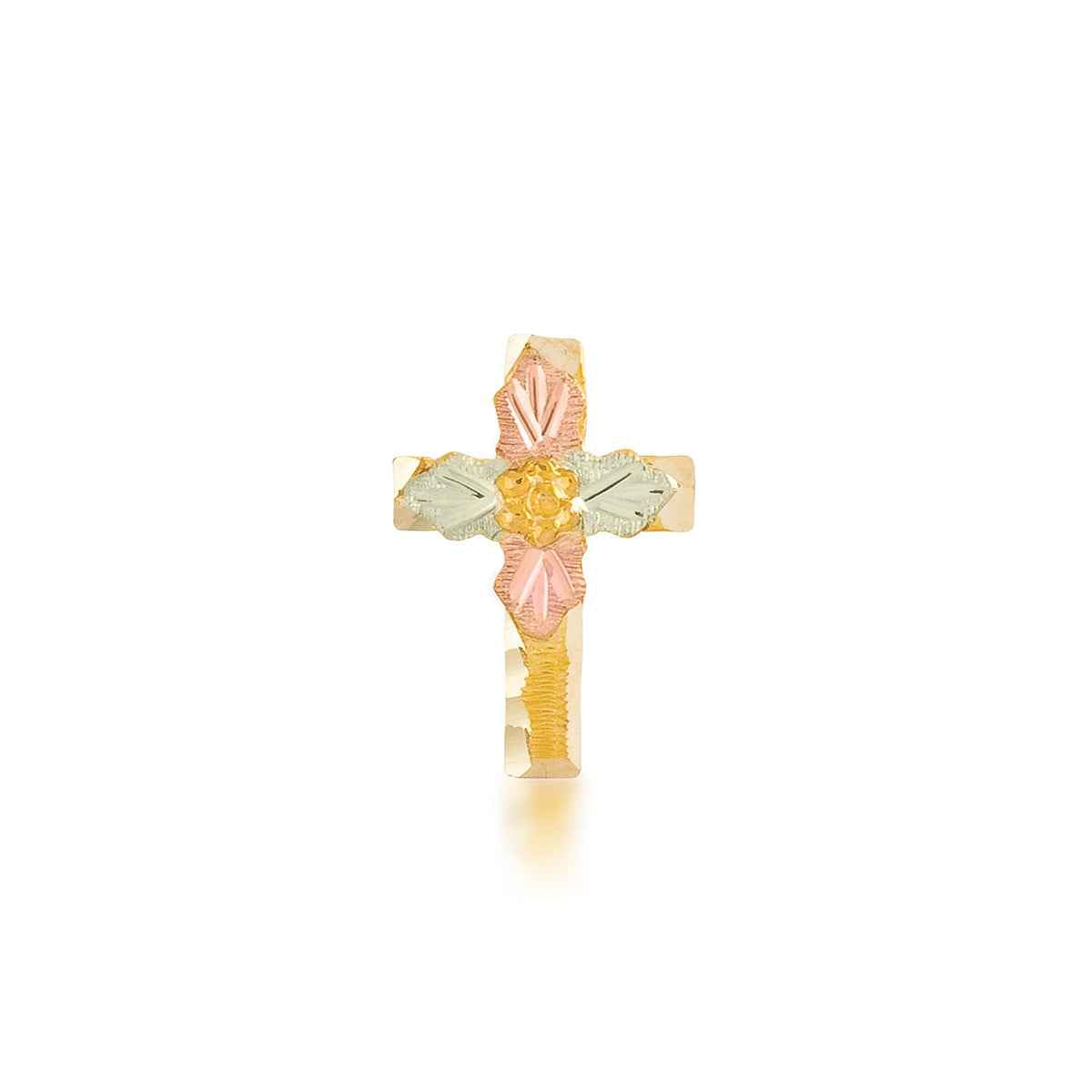 Black Hills Gold Men's Cross Tie Tack with Grape Cluster Center in 10K Yellow Gold