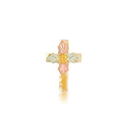 Black Hills Gold Men's Cross Tie Tack with Grape Cluster Center in 10K Yellow Gold