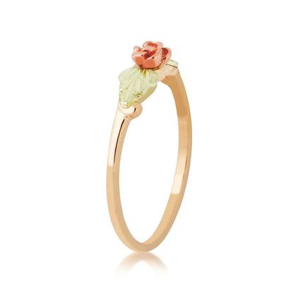 Black Hills Gold Small Rose Ring in 10K Yellow Gold front view