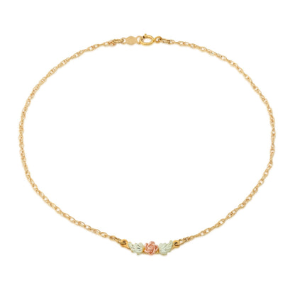 Black Hills Gold 9-inch Rose Ankle Bracelet in 10K Yellow Gold
