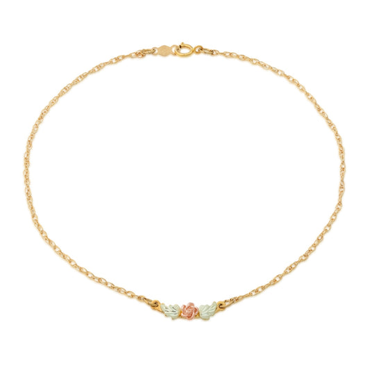 Black Hills Gold 9-inch Rose Ankle Bracelet in 10K Yellow Gold