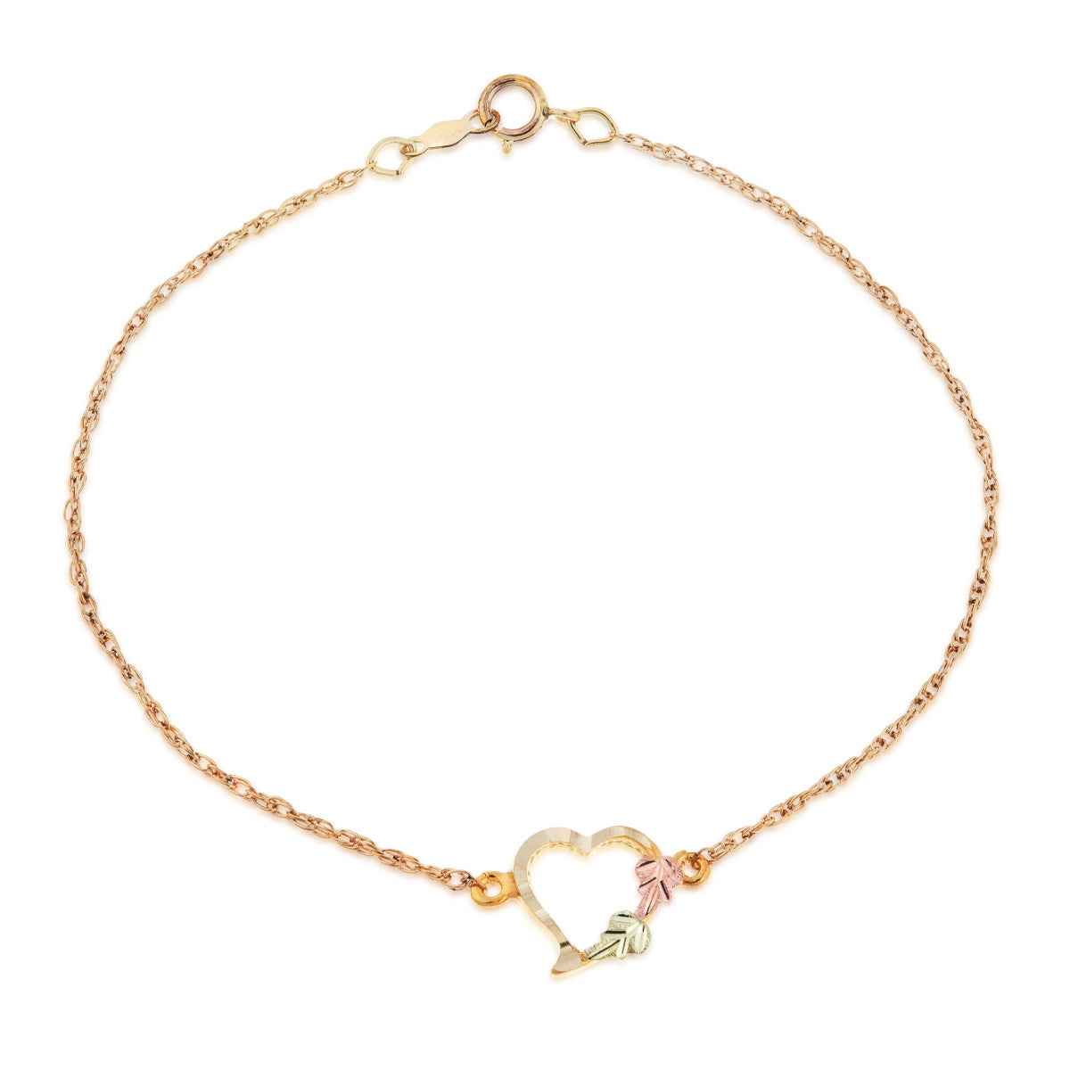 Black Hills Gold 7-inch Heart Bracelet in 10K Yellow Gold