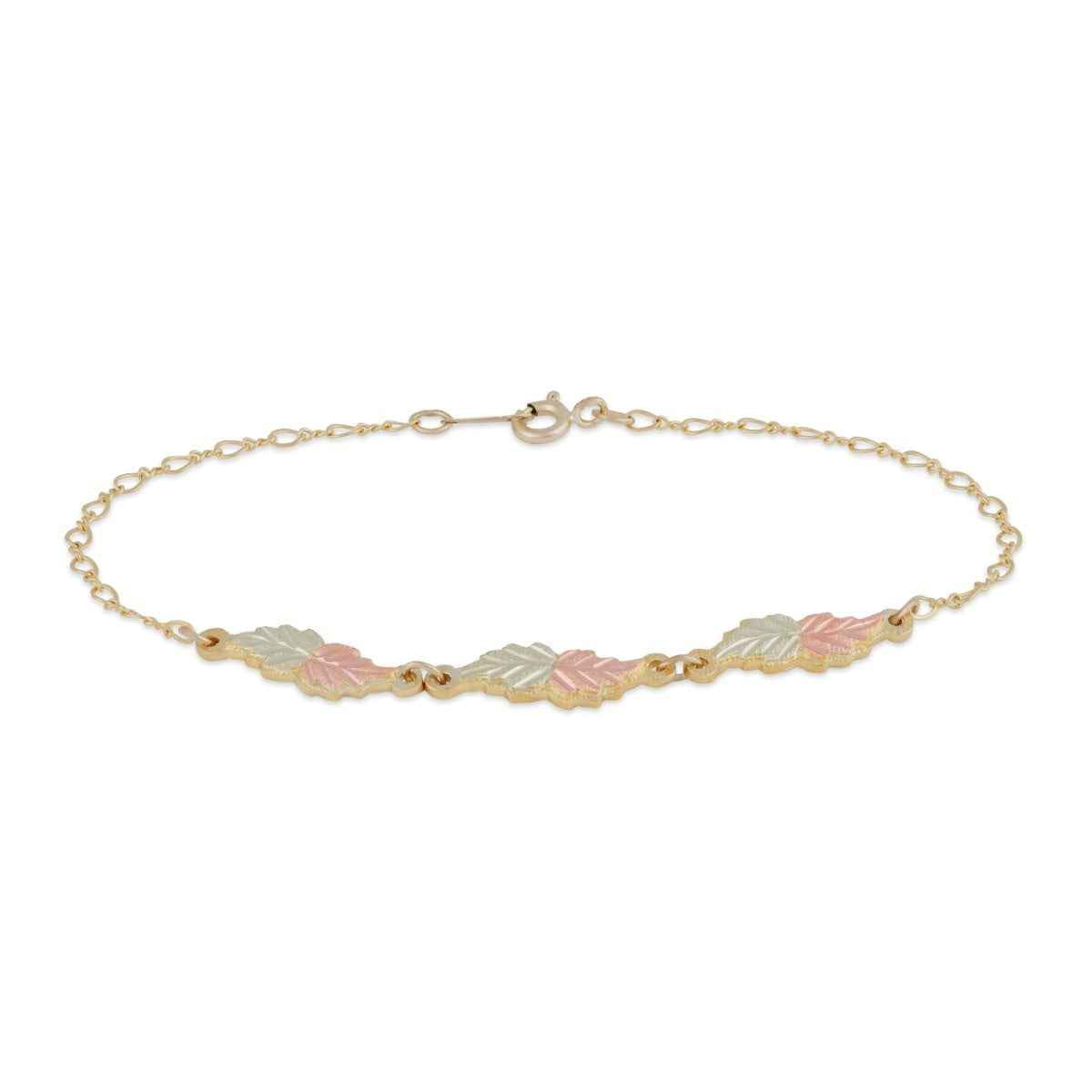Black Hills Gold 7-inch Leaf Link Bracelet in 10K Yellow Gold