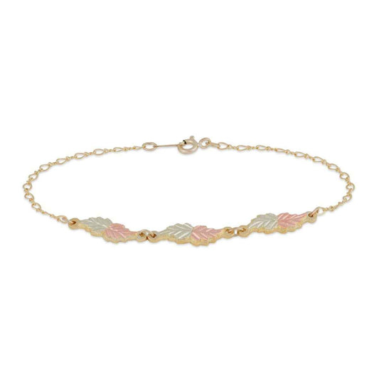 Black Hills Gold 7-inch Leaf Link Bracelet in 10K Yellow Gold