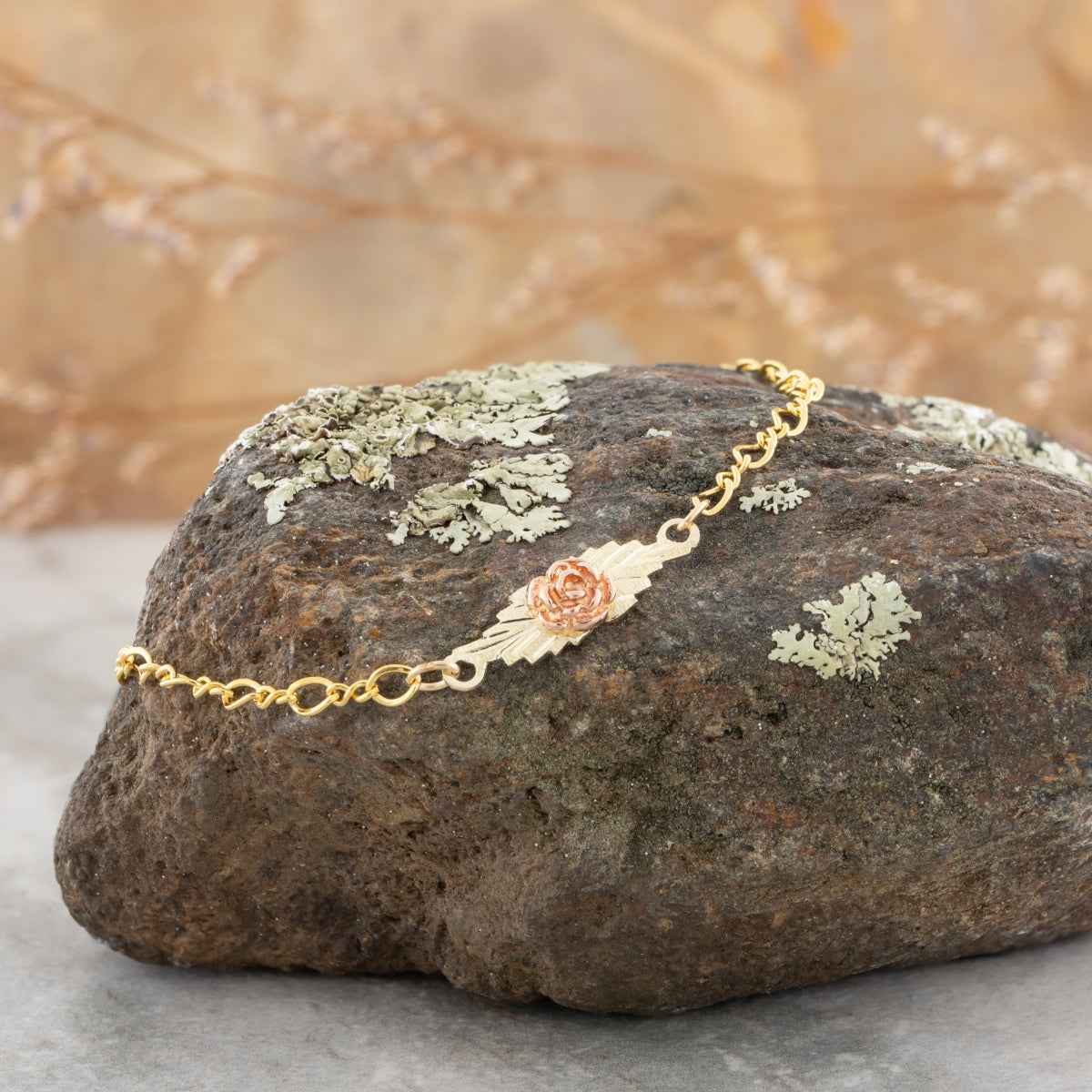 Black Hills Gold Rose Bracelet in 10K Yellow Gold front view