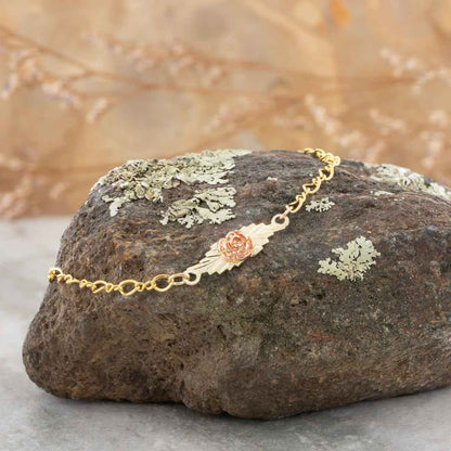 Black Hills Gold Rose Bracelet in 10K Yellow Gold front view
