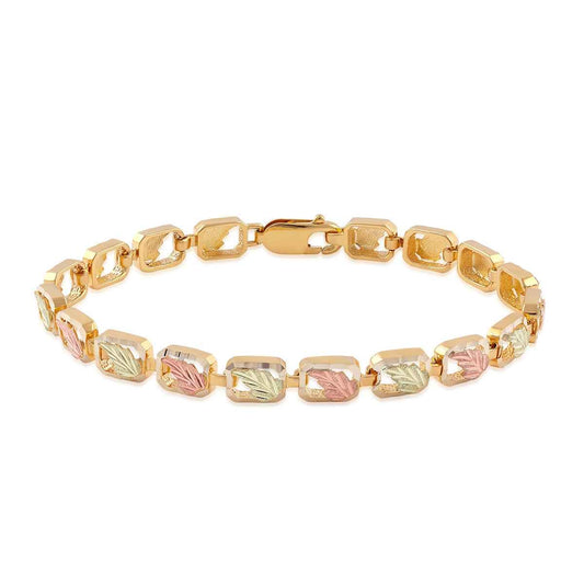 Black Hills Gold 6mm 7.25-inch Leaf Cut-Out Link Bracelet in 10K Yellow Gold