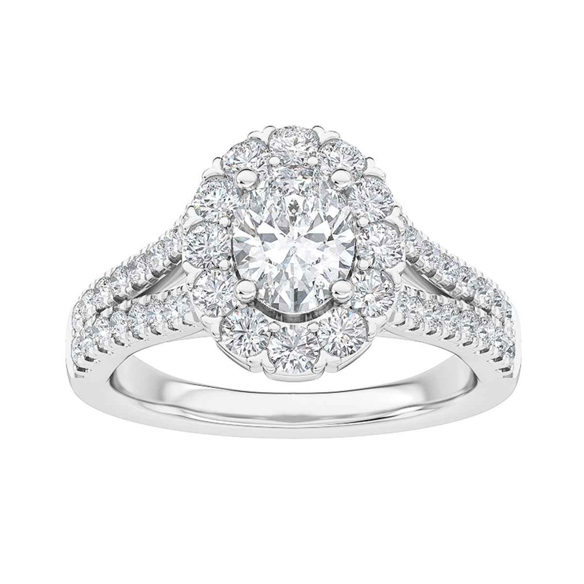 Adamante 1-1/2 ct. tw. Oval Lab-Grown Diamond Halo Engagement Ring in 14K White Gold