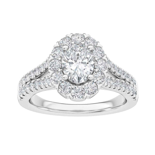 Adamante 1-1/2 ct. tw. Oval Lab-Grown Diamond Halo Engagement Ring in 14K White Gold