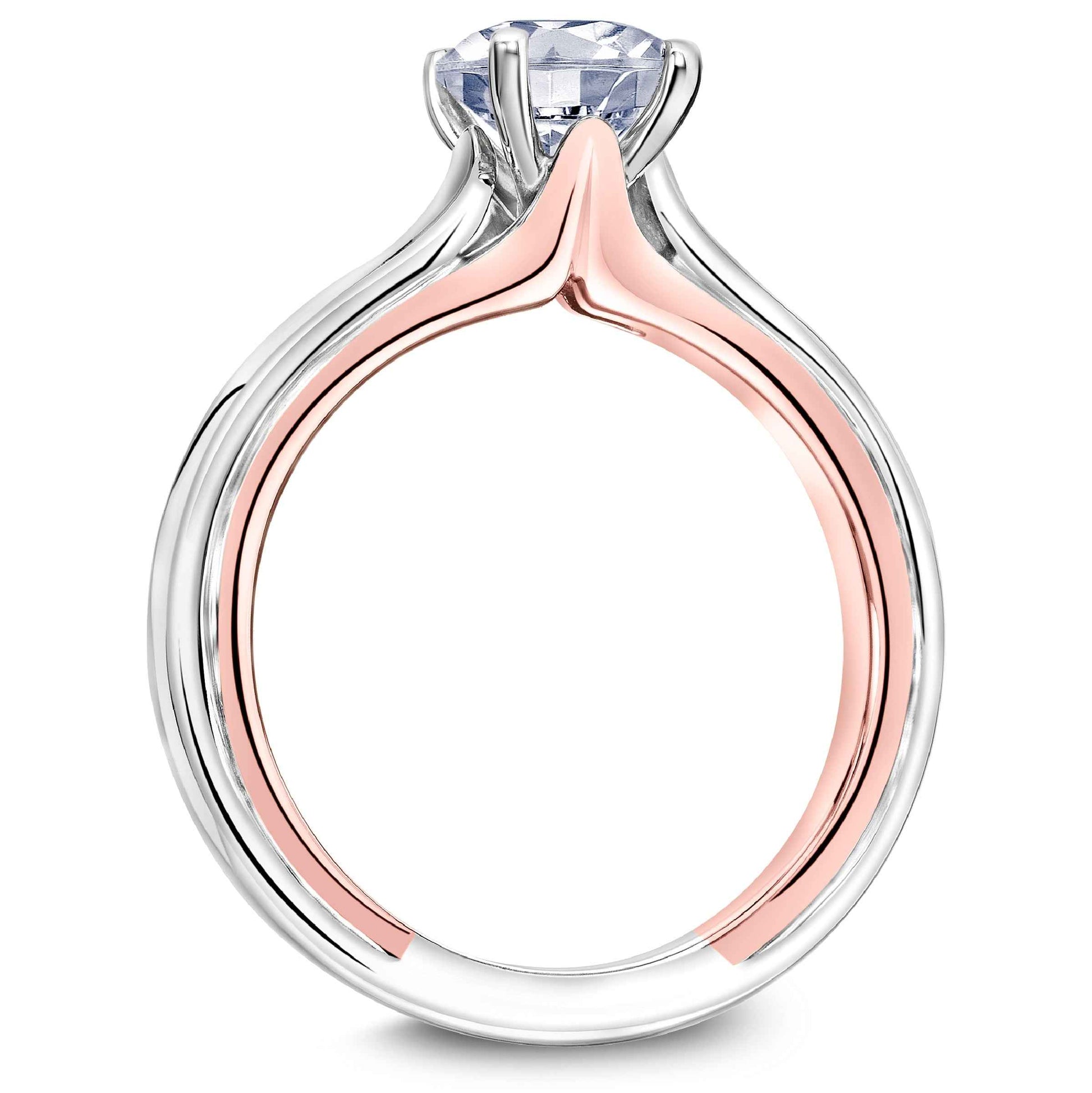 Scott Kay Namaste Solitaire Semi-Mount Engagement Ring in 14K White and Pink Gold close-up detail