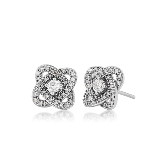 Love Knot 1/3 ct. tw. Diamond Classic Knot Fashion Earrings in 10K White Gold