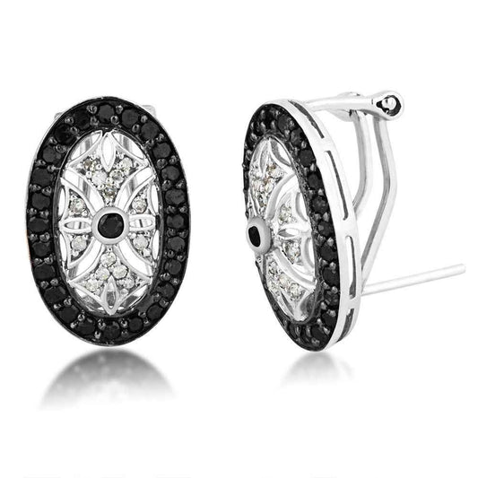 Treated Black and White Diamond Earrings in 10K White Gold