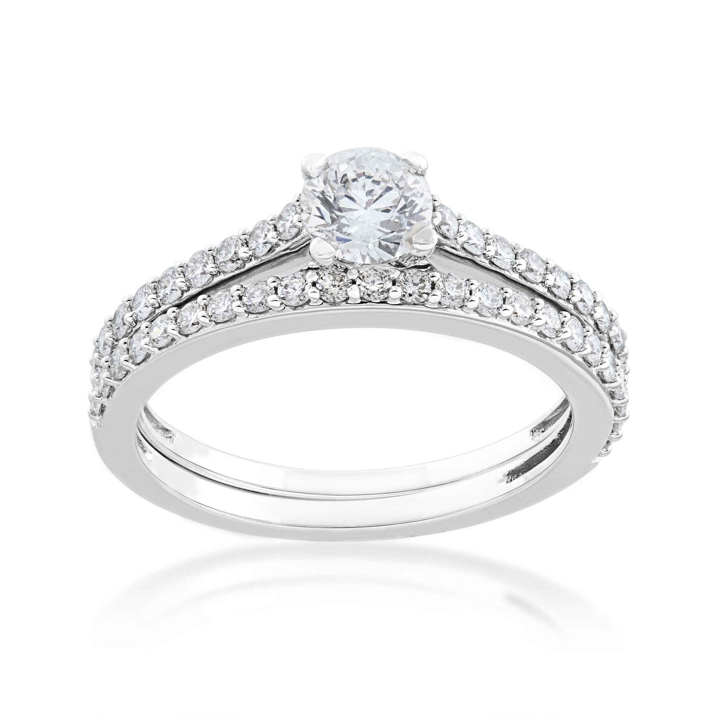 Noventa 1 ct. tw. Round Brilliant Classic Diamond Wedding Set in 14K White Gold