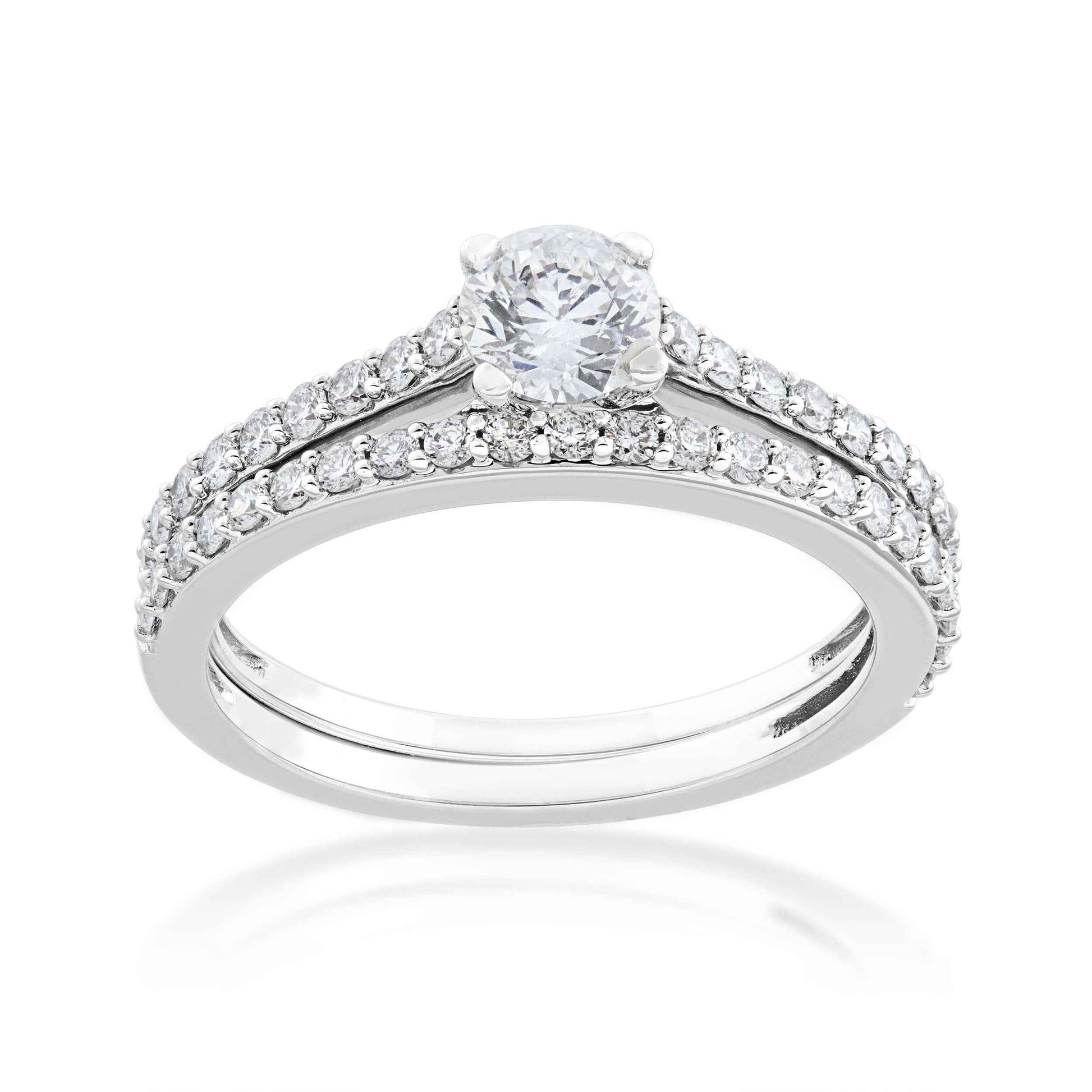 Noventa 1 ct. tw. Round Brilliant Classic Diamond Wedding Set in 14K White Gold
