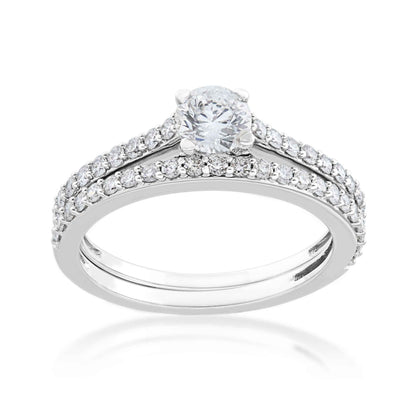 Noventa 1 ct. tw. Round Brilliant Classic Diamond Wedding Set in 14K White Gold