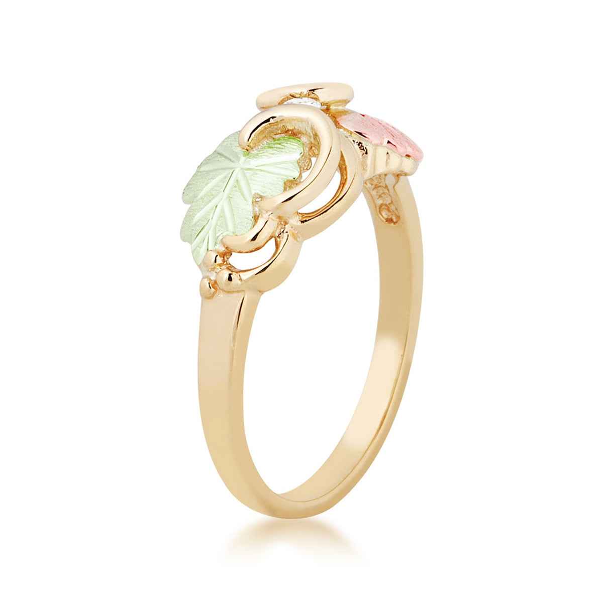 Black Hills Gold Diamond Accent Grapevine & Leaf Promise Ring in 10K Yellow Gold front view